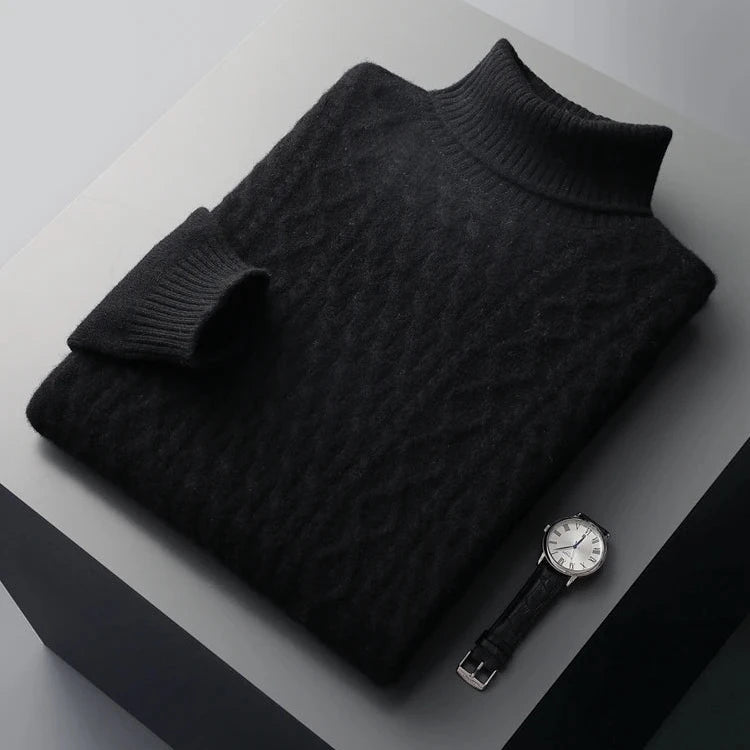 Pull à col roulé homme regular fit avec motif texturé et col en rib