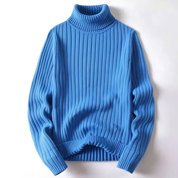 Pull à col roulé pour homme coupe régulière à motif côtelé