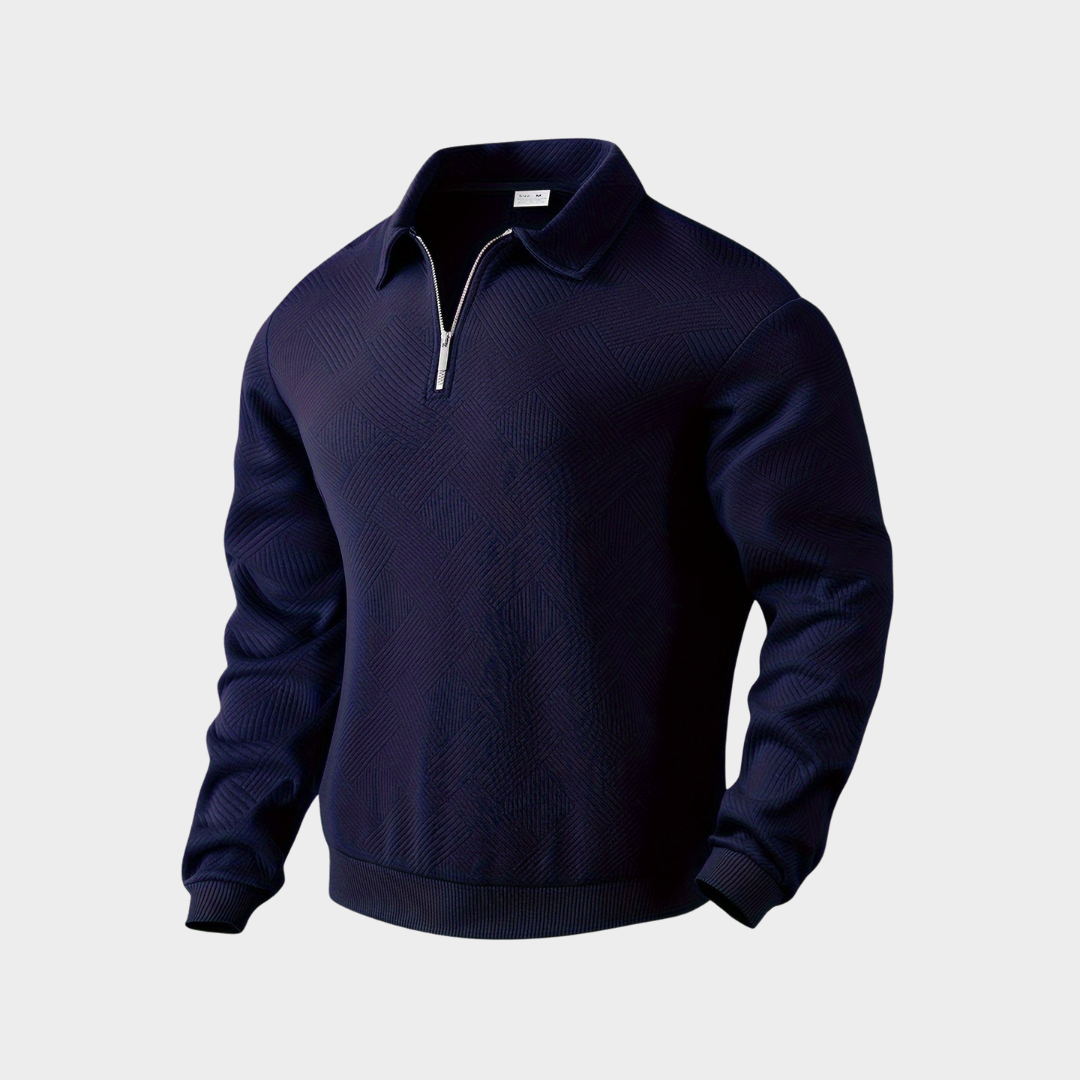 Pull homme à col montant et fermeture éclair quarter zip avec motif géométrique
