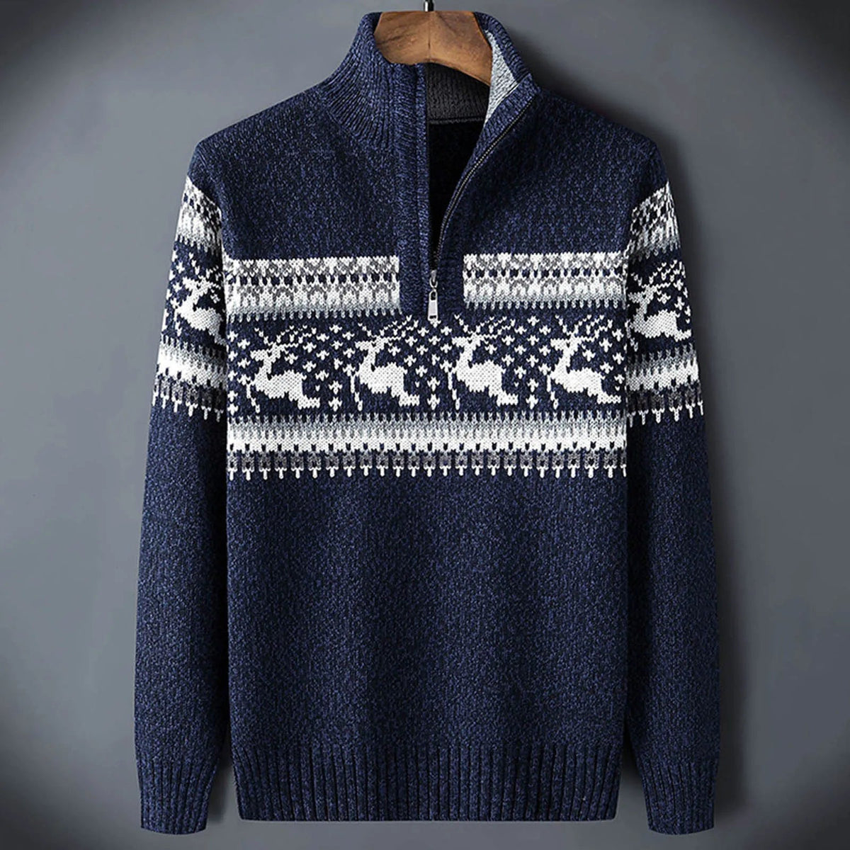 Pull homme à col rond à motif Fair Isle manches longues coupe régulière