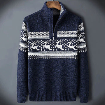 Pull homme à col rond à motif Fair Isle manches longues coupe régulière