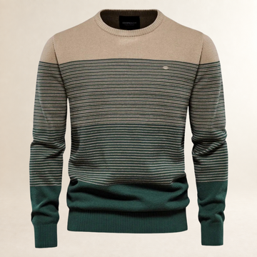 Pull homme à rayures avec col rond - coupe régulière style moderne