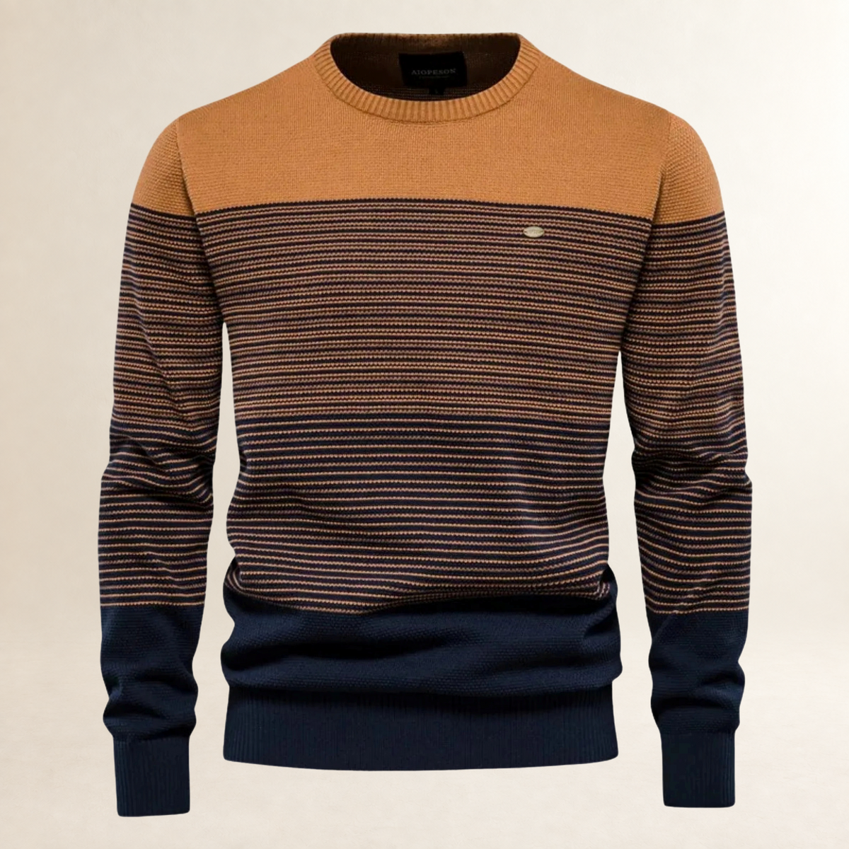 Pull homme à rayures avec col rond - coupe régulière style moderne