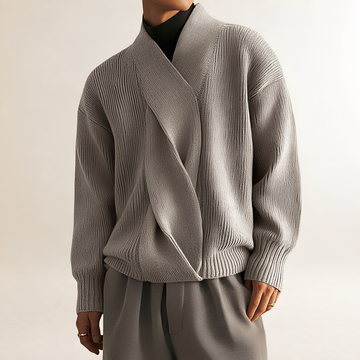 Pull pour homme - Design croisé avec texture côtelée et manches longues