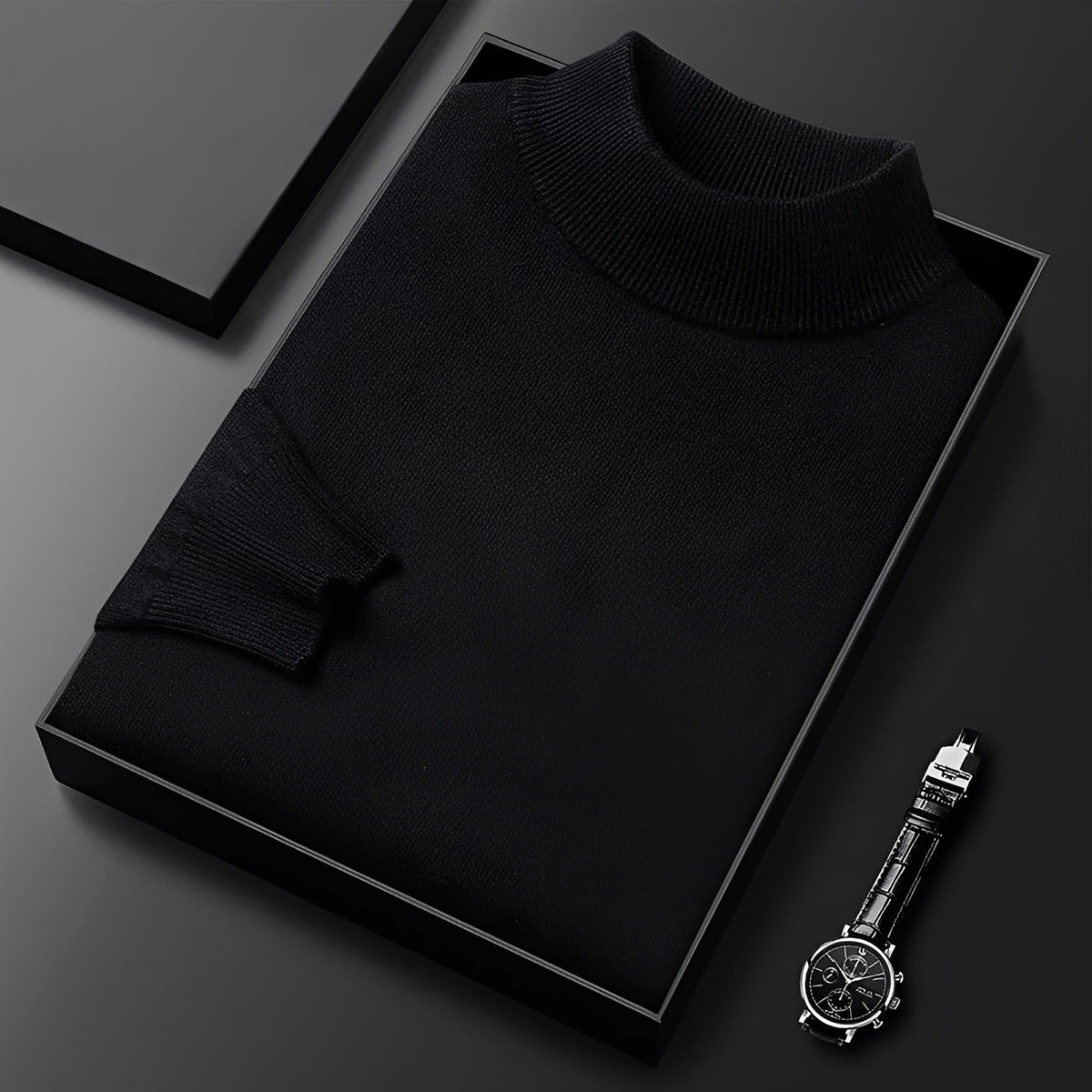 Pull pour hommes - Col haut avec poignets côtelés et coupe moderne