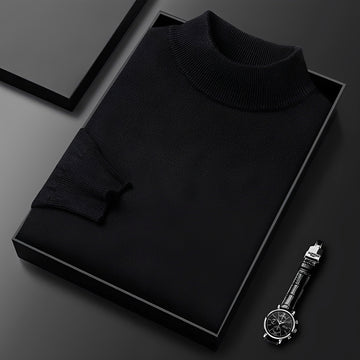 Pull pour hommes - Col haut avec poignets côtelés et coupe moderne