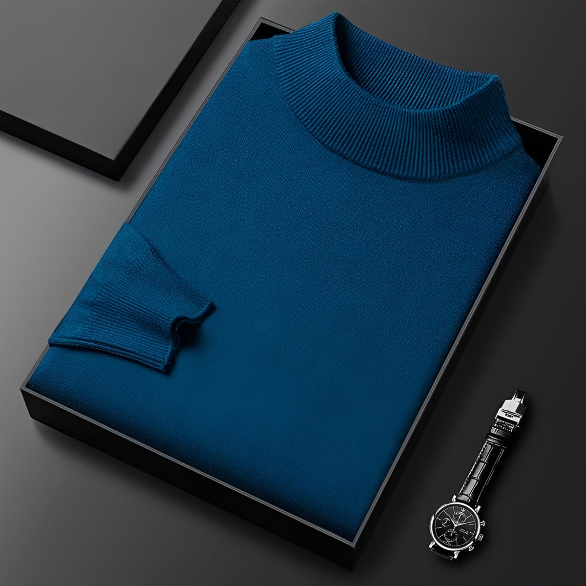 Pull pour hommes - Col haut avec poignets côtelés et coupe moderne