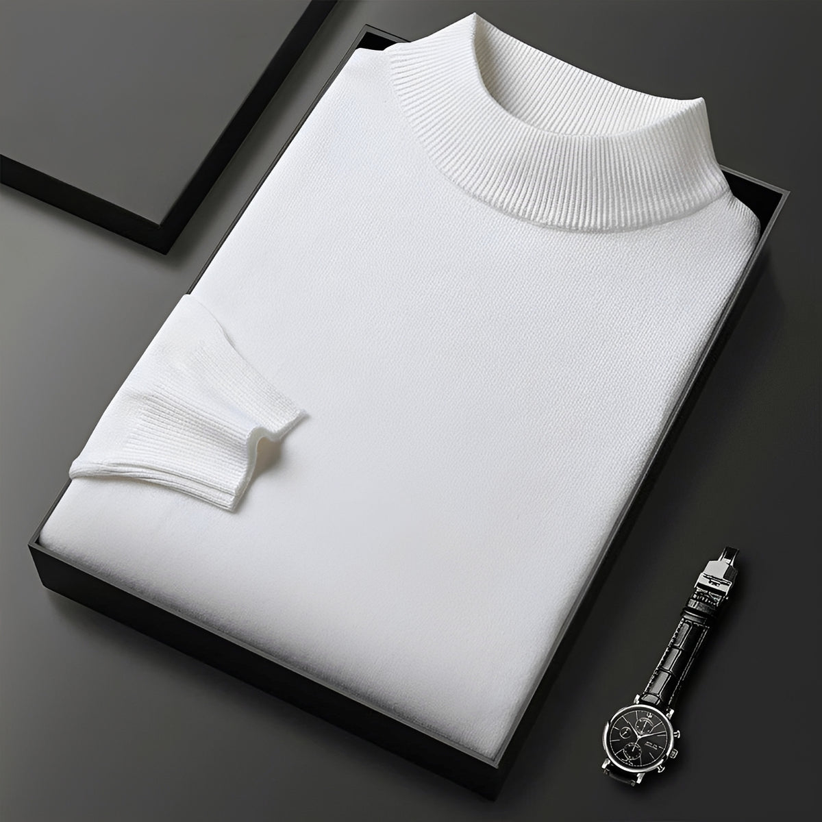 Pull pour hommes - Col haut avec poignets côtelés et coupe moderne