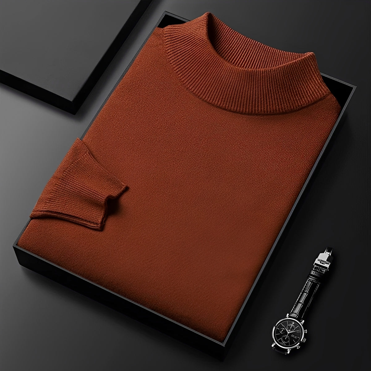 Pull pour hommes - Col haut avec poignets côtelés et coupe moderne