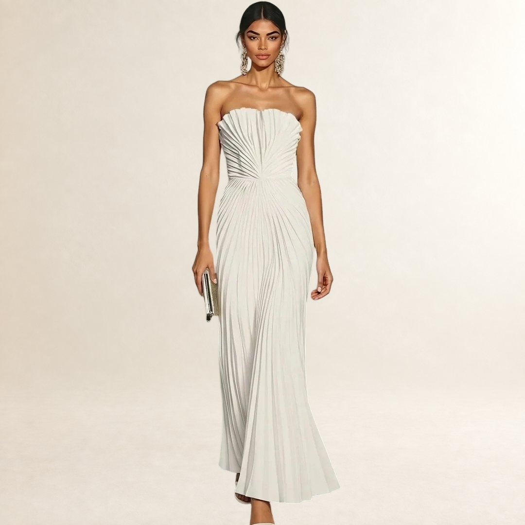 Robe femme bustier midi plissée silhouette ajustée