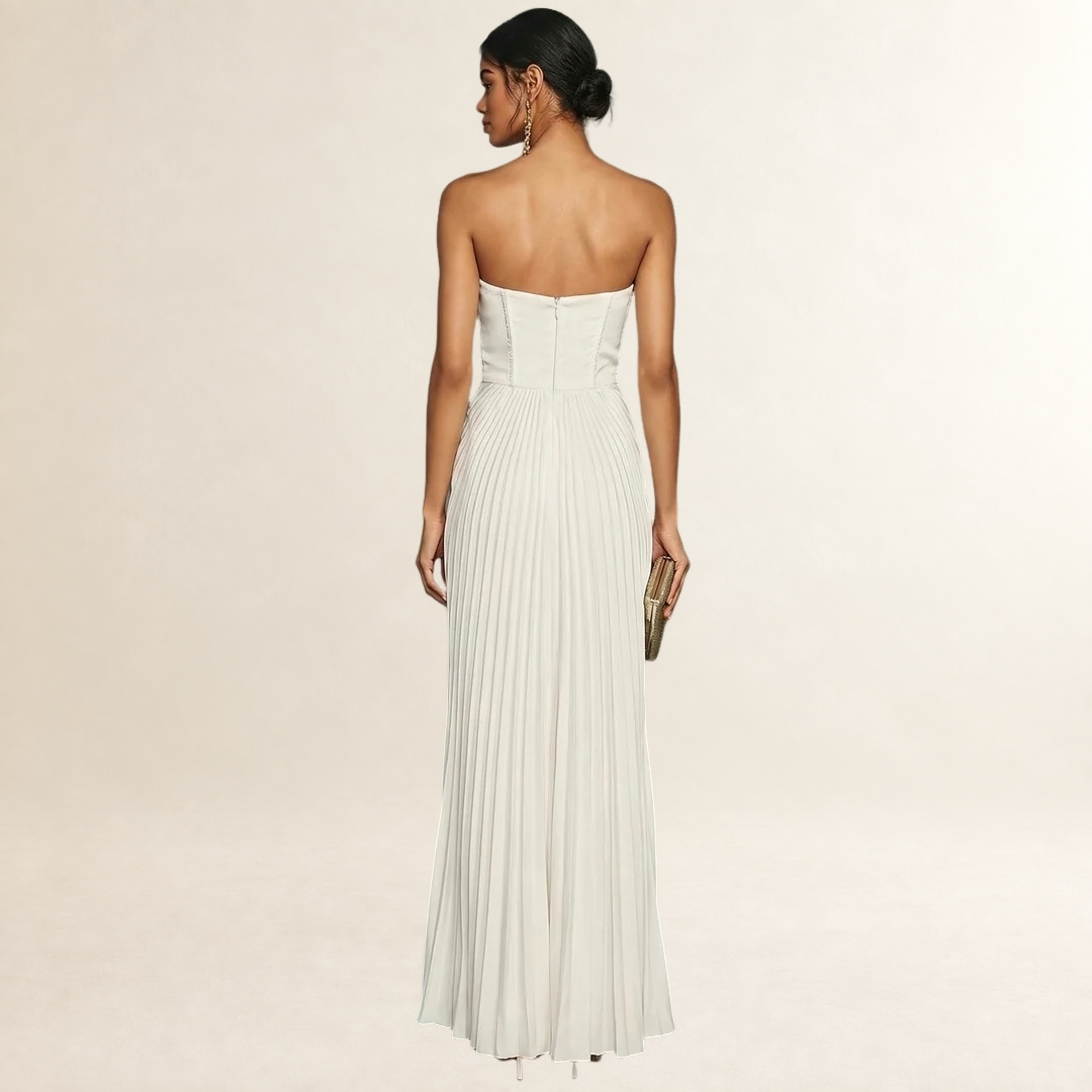 Robe femme bustier midi plissée silhouette ajustée