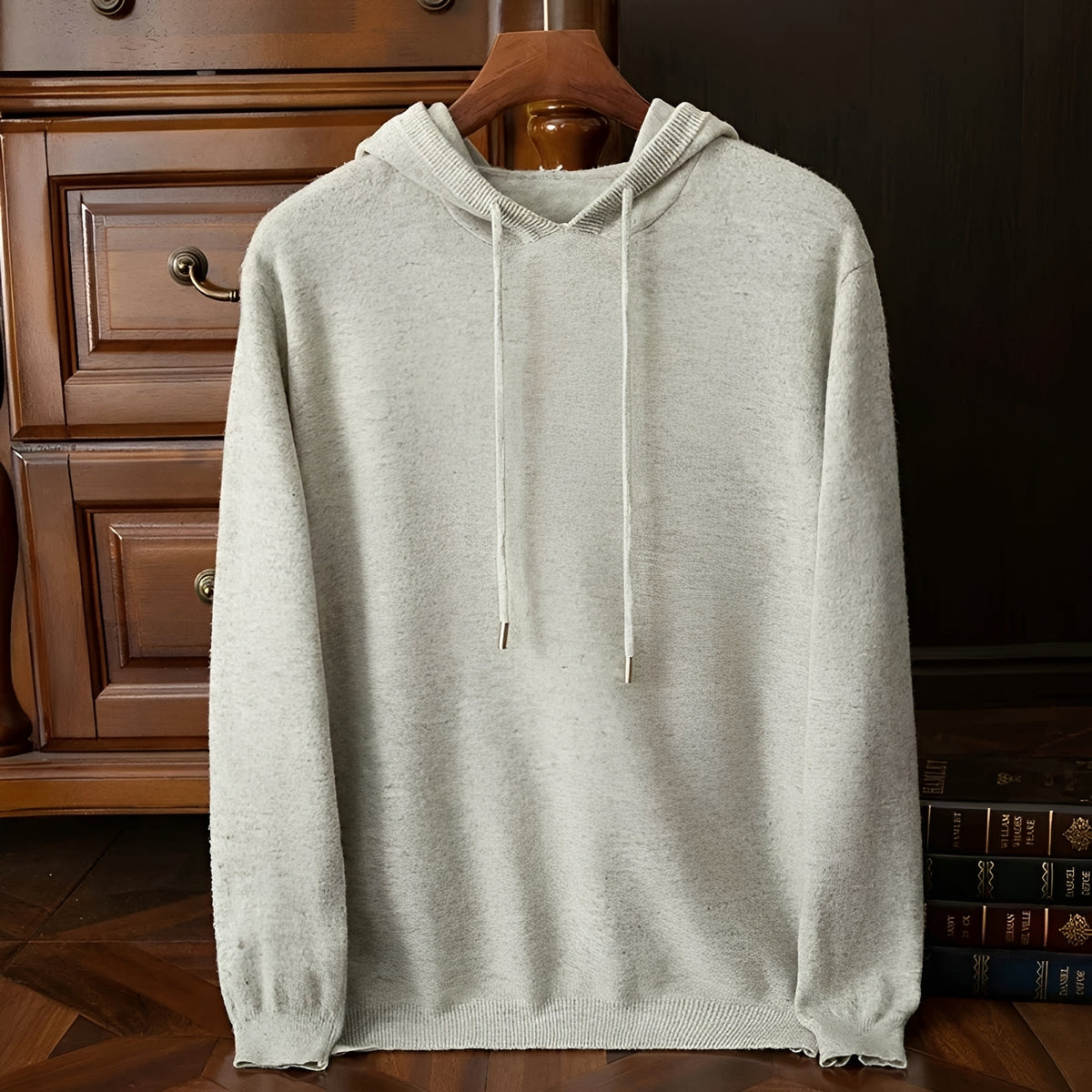 Sweat à capuche homme à V-neck et cordon de serrage - manches longues, coupe décontractée