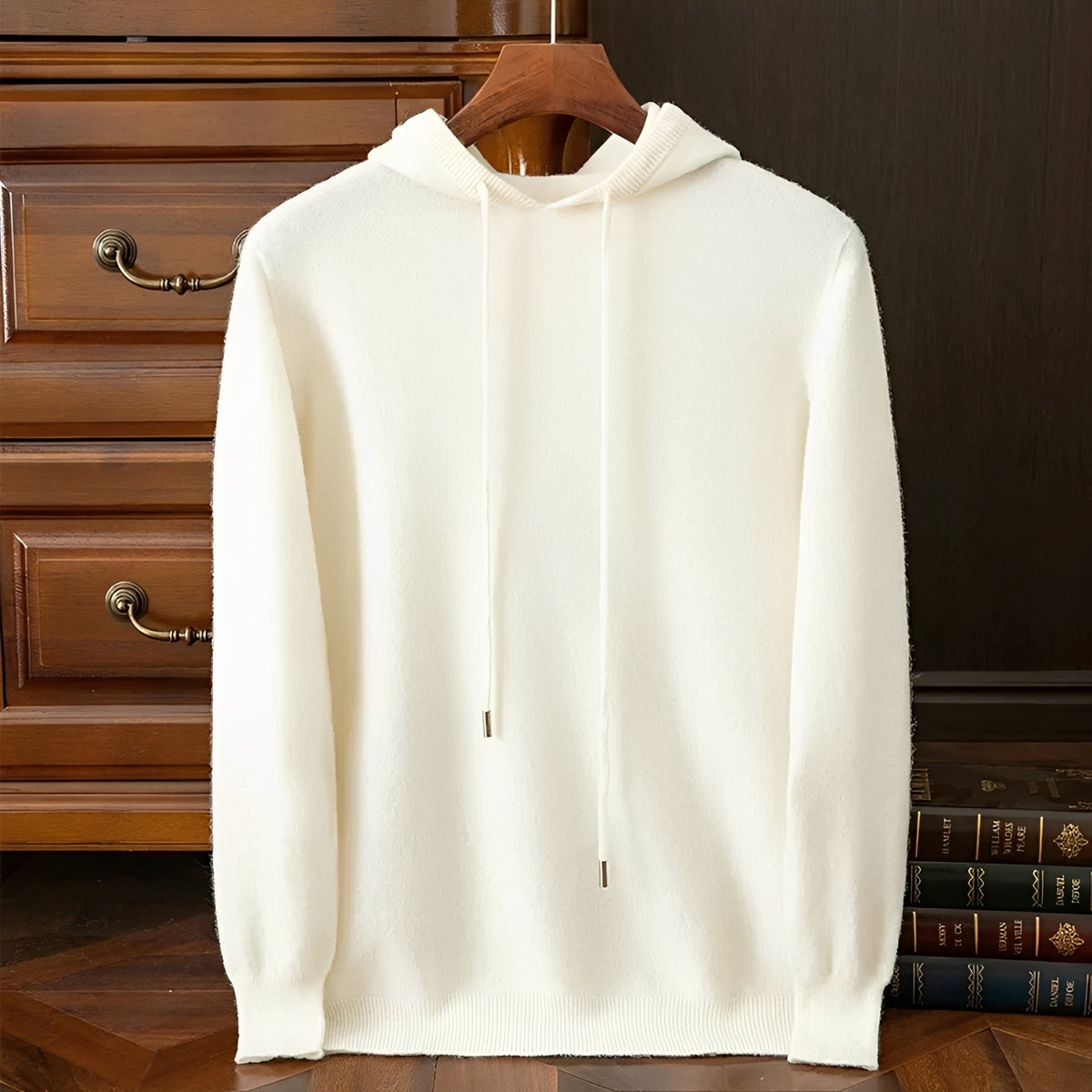 Sweat à capuche homme à V-neck et cordon de serrage - manches longues, coupe décontractée
