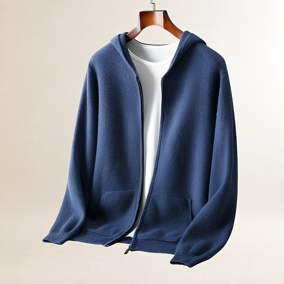 Sweat à capuche homme zippé à texture avec poches - coupe décontractée, style pratique