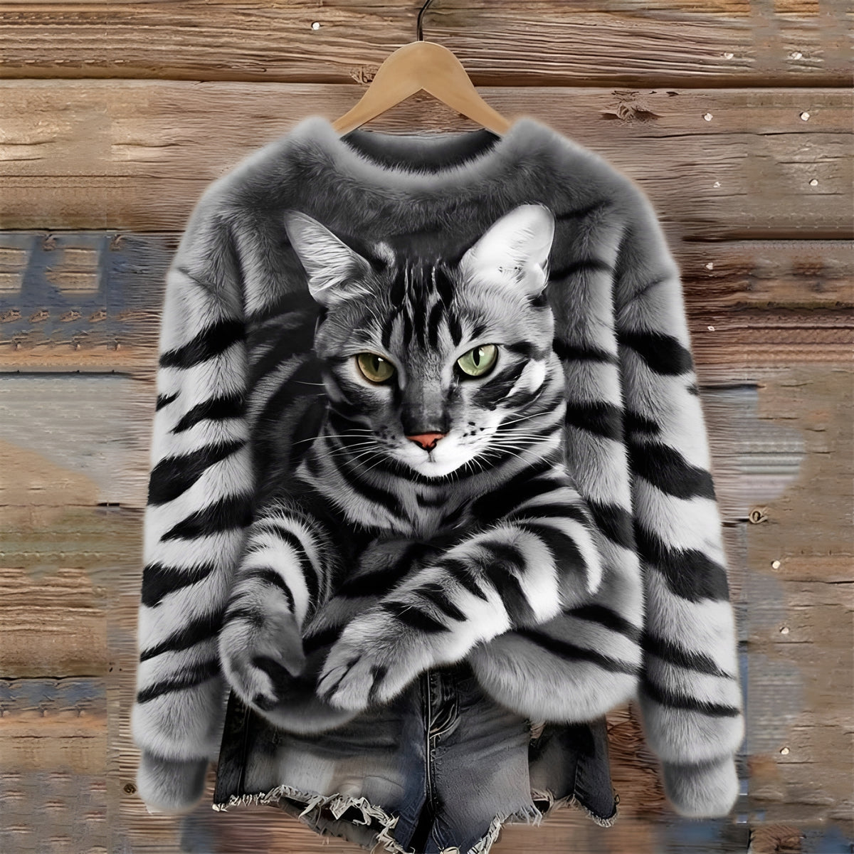 Sweat-shirt à capuche pour femmes - Graphisme chat et coupe décontractée