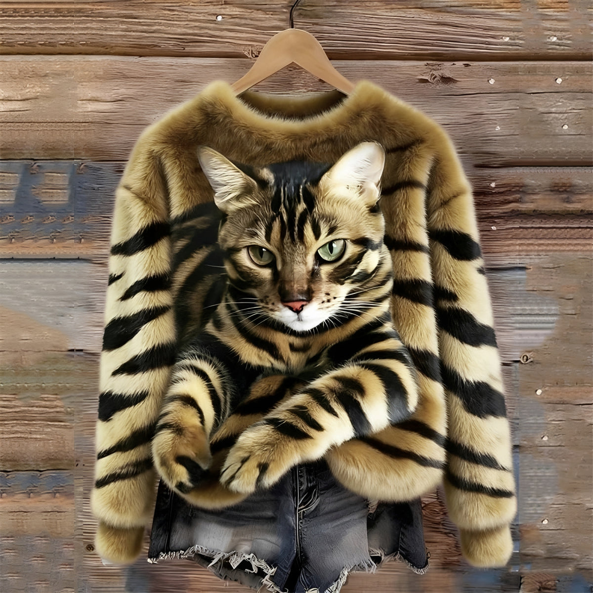 Sweat-shirt à capuche pour femmes - Graphisme chat et coupe décontractée