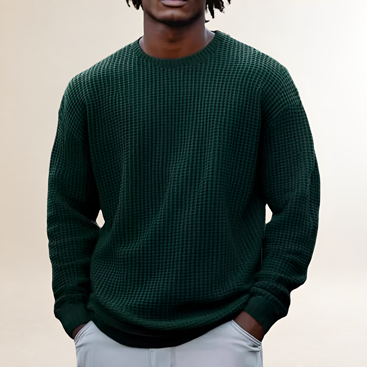 Sweat-shirt homme à col rond à manches longues avec motif texturé