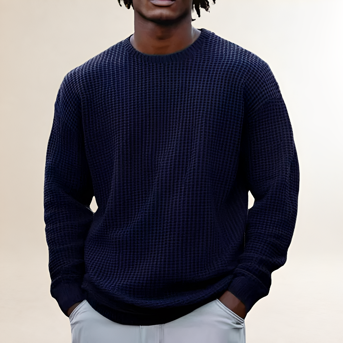 Sweat-shirt homme à col rond à manches longues avec motif texturé