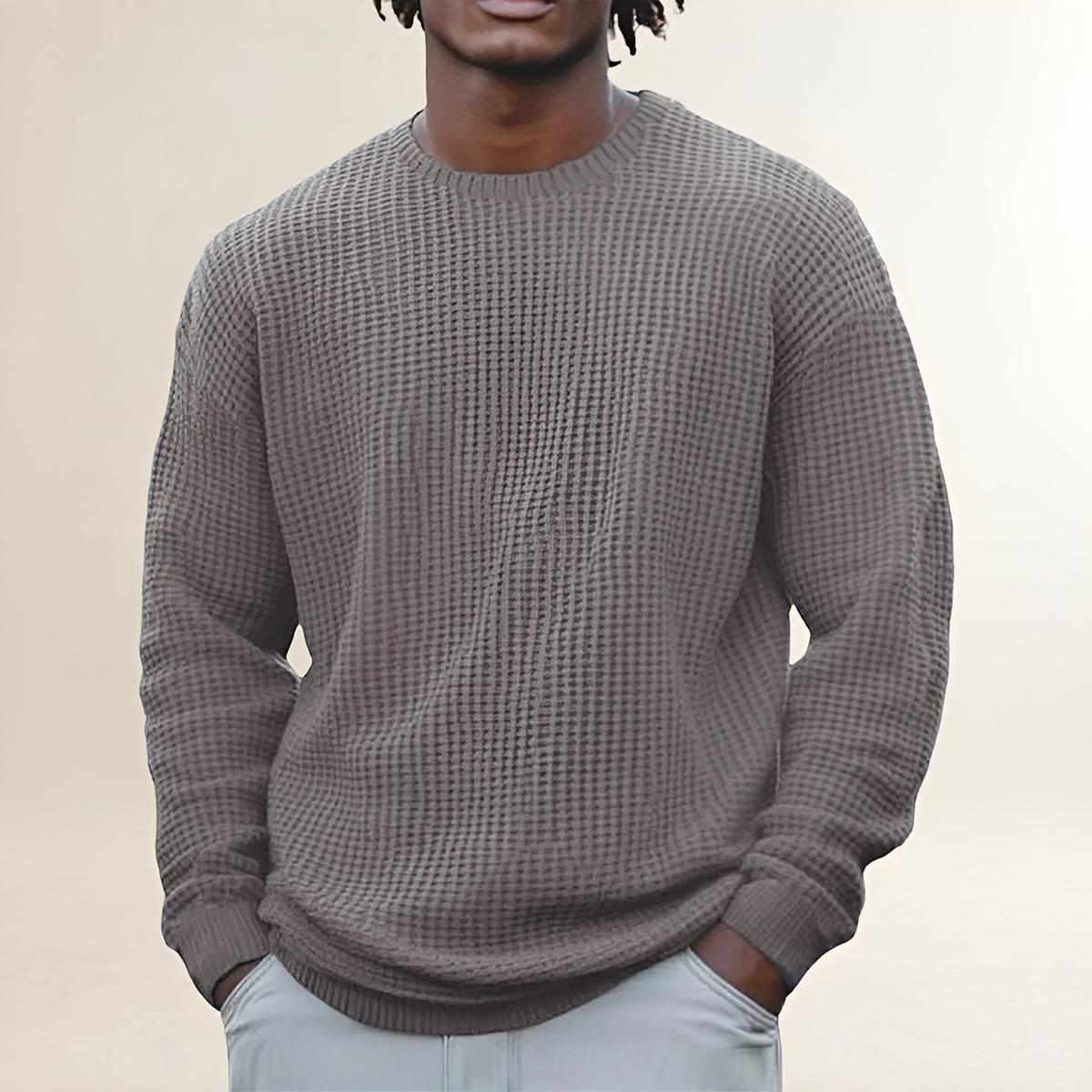 Sweat-shirt homme à col rond à manches longues avec motif texturé