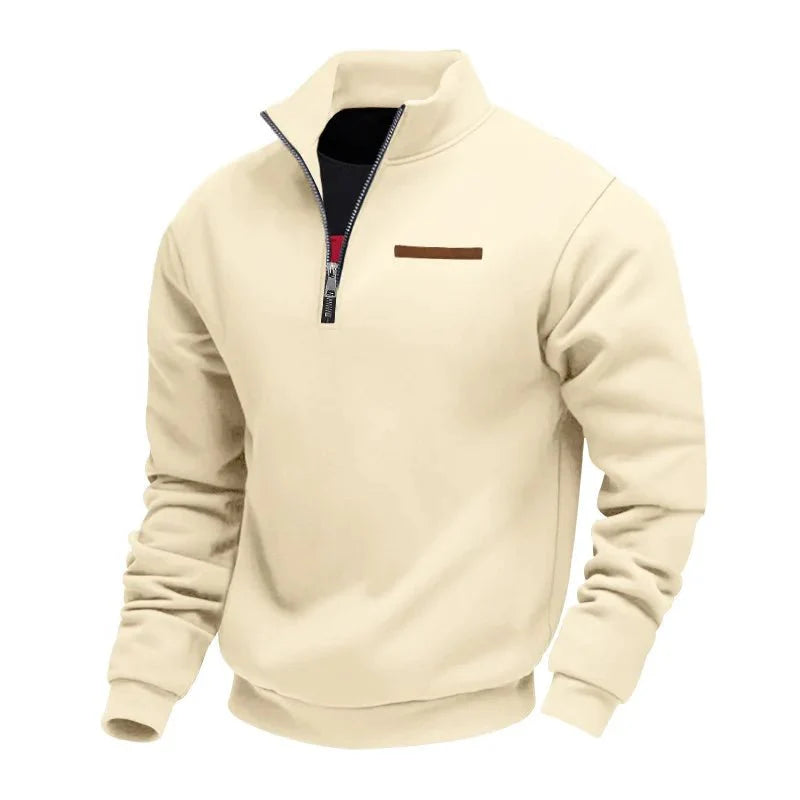 Sweatshirt homme à demi-zip, poche poitrine et coupe régulière