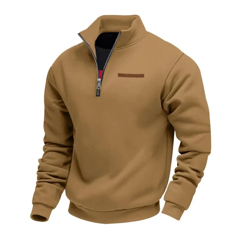 Sweatshirt homme à demi-zip, poche poitrine et coupe régulière