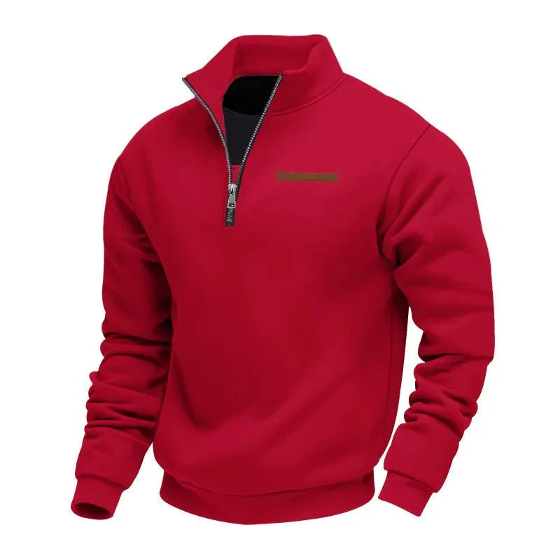 Sweatshirt homme à demi-zip, poche poitrine et coupe régulière