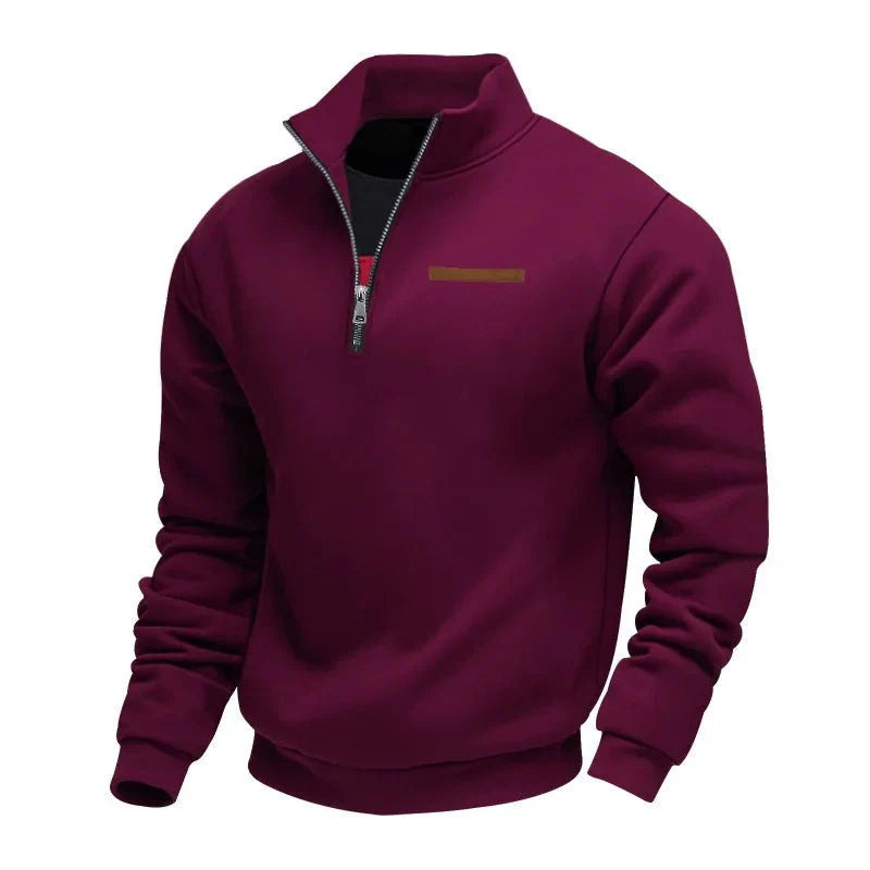 Sweatshirt homme à demi-zip, poche poitrine et coupe régulière