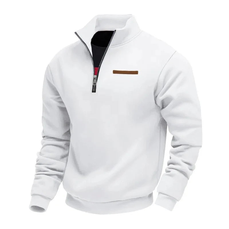 Sweatshirt homme à demi-zip, poche poitrine et coupe régulière