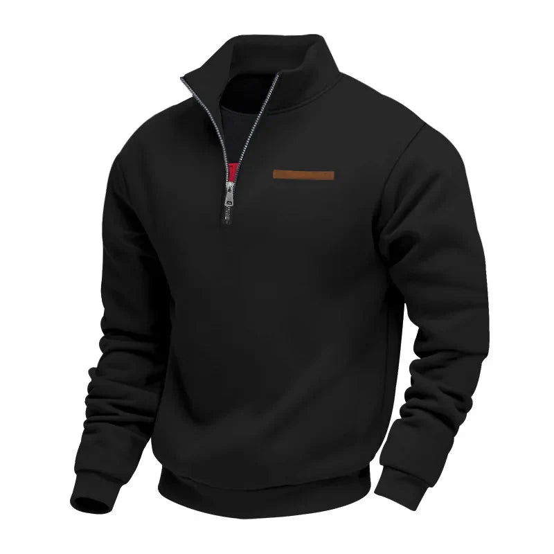 Sweatshirt homme à demi-zip, poche poitrine et coupe régulière