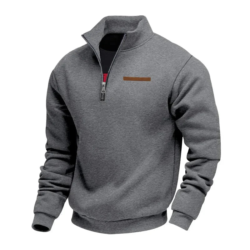 Sweatshirt homme à demi-zip, poche poitrine et coupe régulière