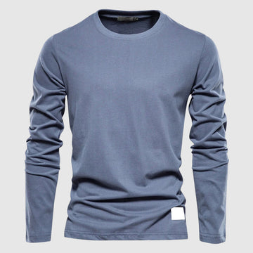 T-shirt à manches longues homme avec col O et patch logo - coupe régulière