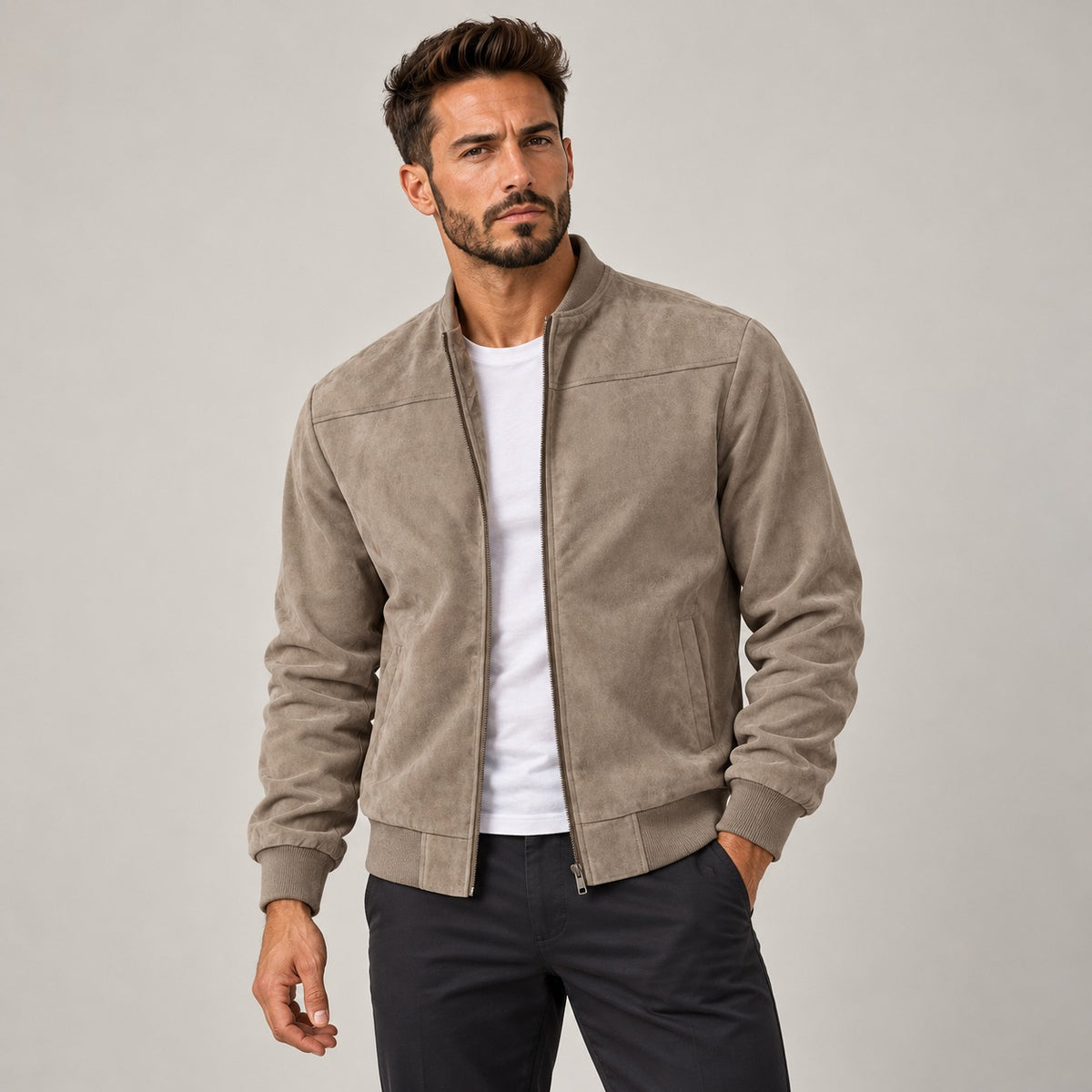 Veste bomber pour homme coupe slim à zip