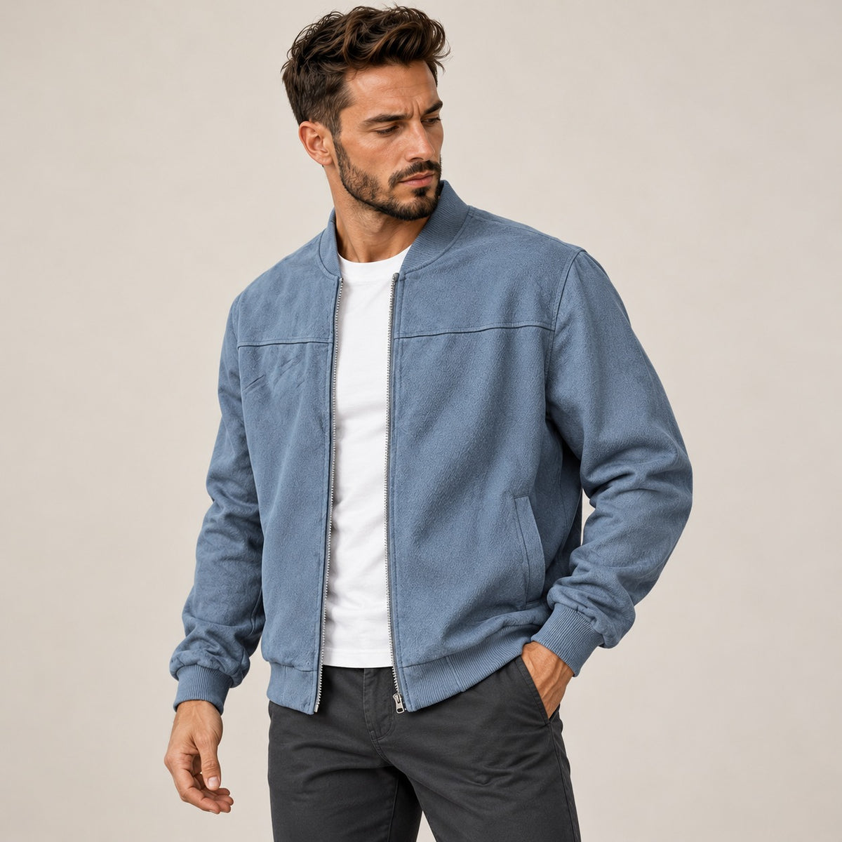 Veste bomber pour homme coupe slim à zip