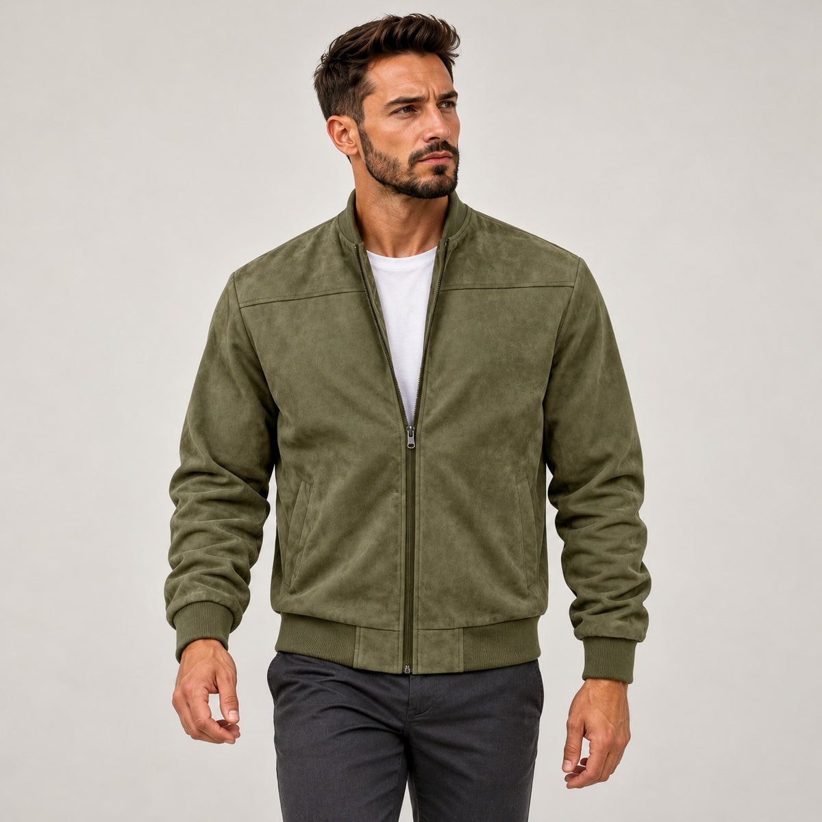 Veste bomber pour homme coupe slim à zip