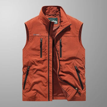 Veste cargo pour homme - Coupe décontractée, plusieurs poches, col montant
