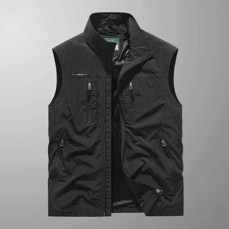 Veste cargo pour homme - Coupe décontractée, plusieurs poches, col montant