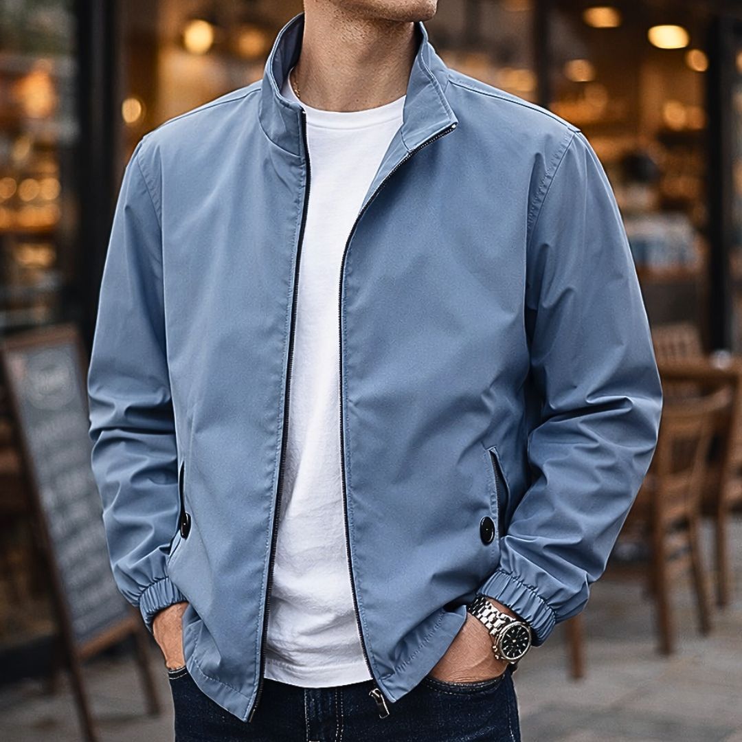 Veste décontractée pour homme légère à zip, manches élastiques, coupe régulière