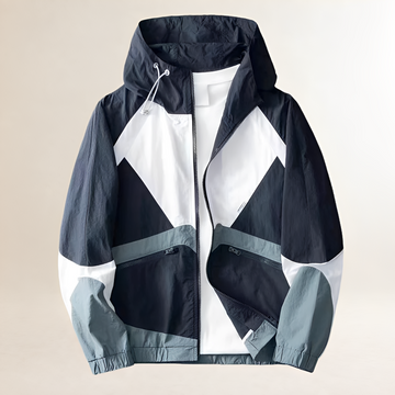 Veste de pluie homme à coupe régulière avec capuche ajustable et poches zippées