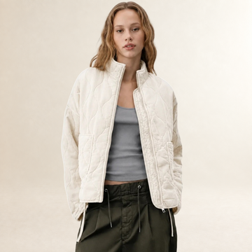 Veste femme quiltée à col haut et poches plaquées - coupe décontractée