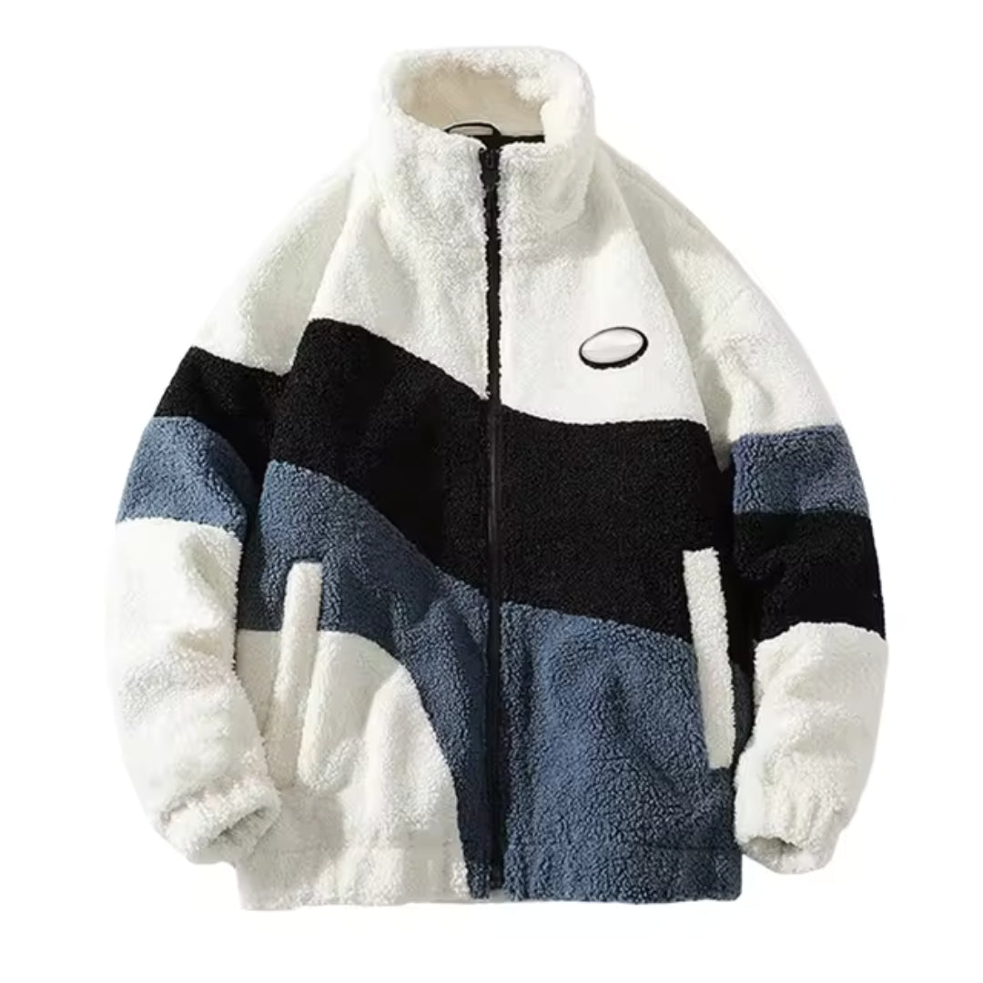 Veste femme à zip avec col montant et poches latérales design color block