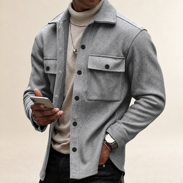 Veste homme à boutons avec poches - coupe décontractée manches longues