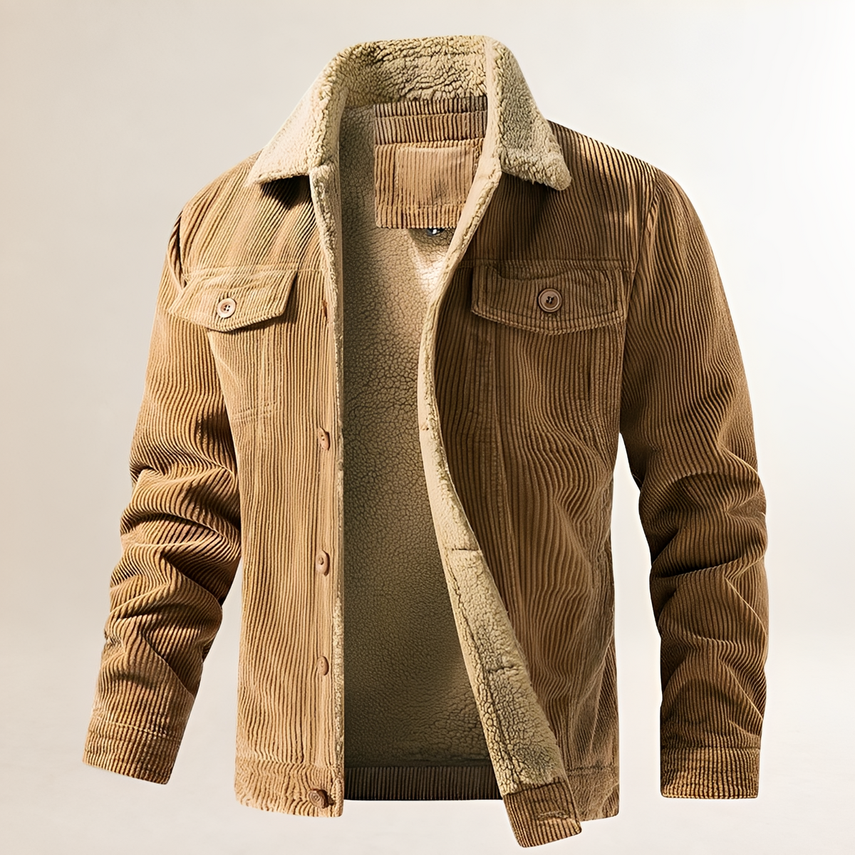 Veste homme à col en peluche et fermeture à boutons - coupe régulière