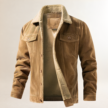 Veste homme à col en peluche et fermeture à boutons - coupe régulière