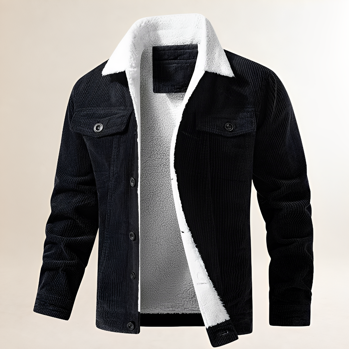 Veste homme à col en peluche et fermeture à boutons - coupe régulière