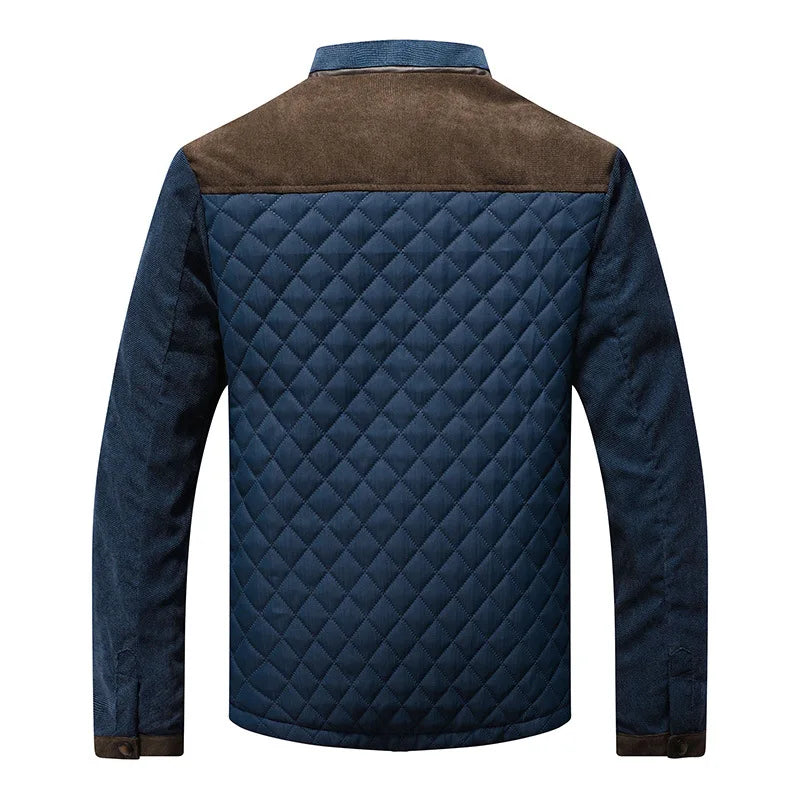 Veste homme matelassée légère à col montant et motifs en losange