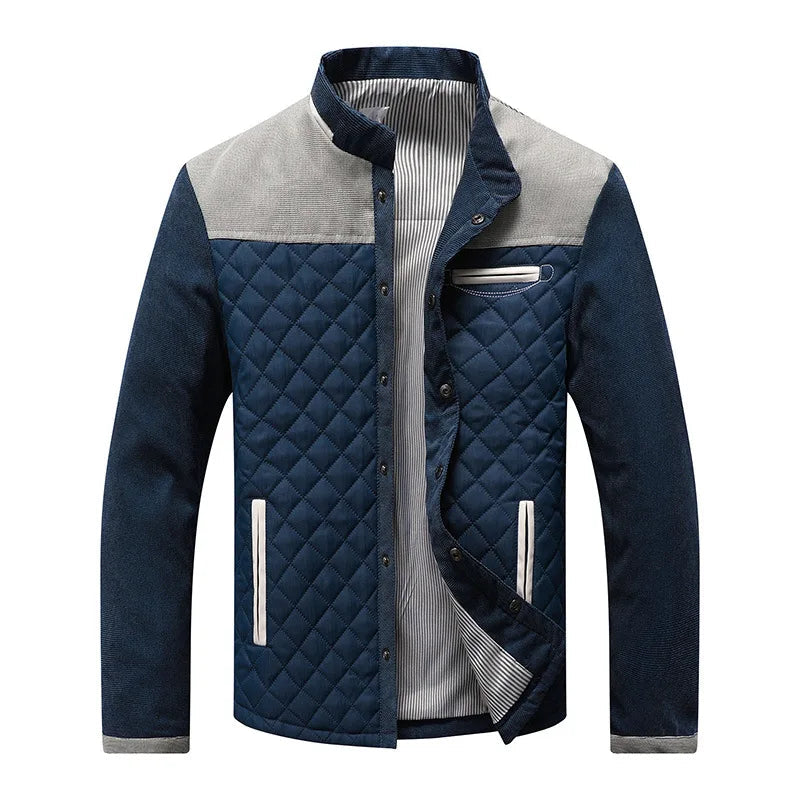 Veste homme matelassée légère à col montant et motifs en losange