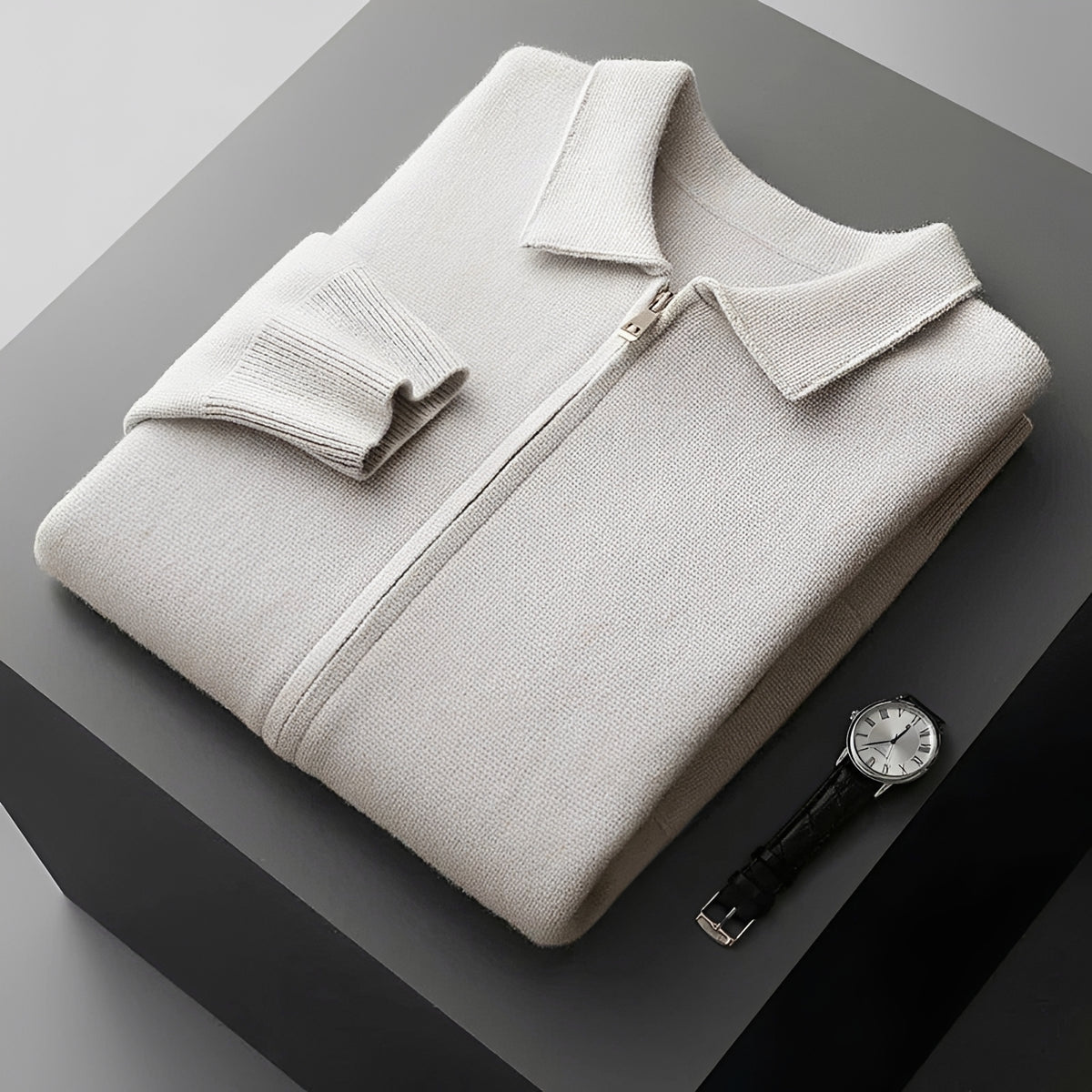 Veste homme à zip avec col classique - coupe décontractée, manches longues
