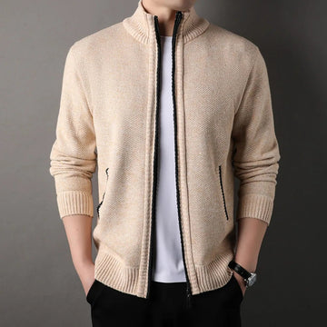 Veste homme à zip intégral avec col montant, poches latérales et poignets côtelés
