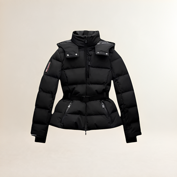 Veste matelassée à ceinture pour femmes avec capuche et fermeture éclair