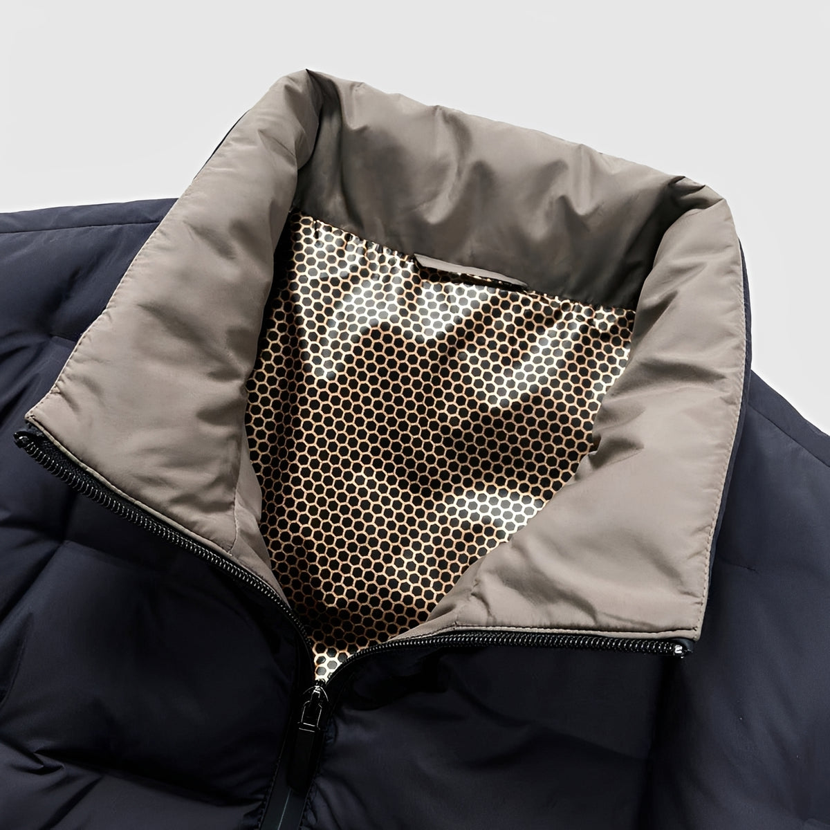 Veste matelassée pour homme à col montant, fermeture éclair, design léger